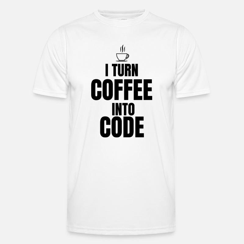 Ich verwandle Kaffee in Code Männer Funktions-T-Shirt