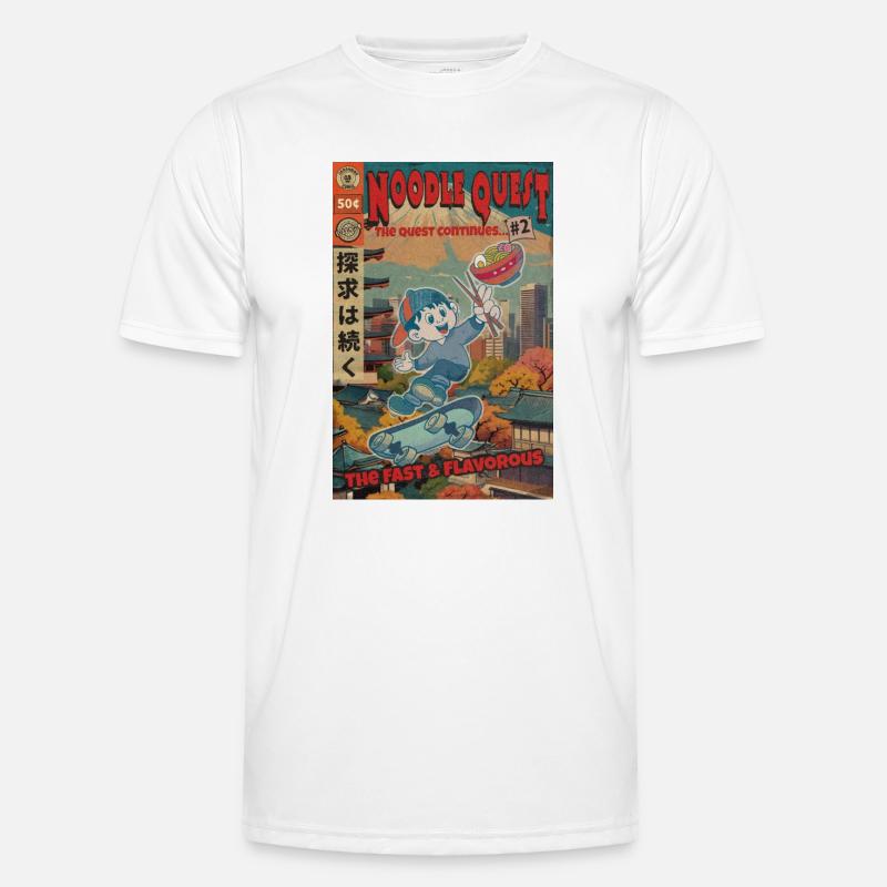 Retro Noodle Quest Comic - Männer Funktions-T-Shirt - Weiß