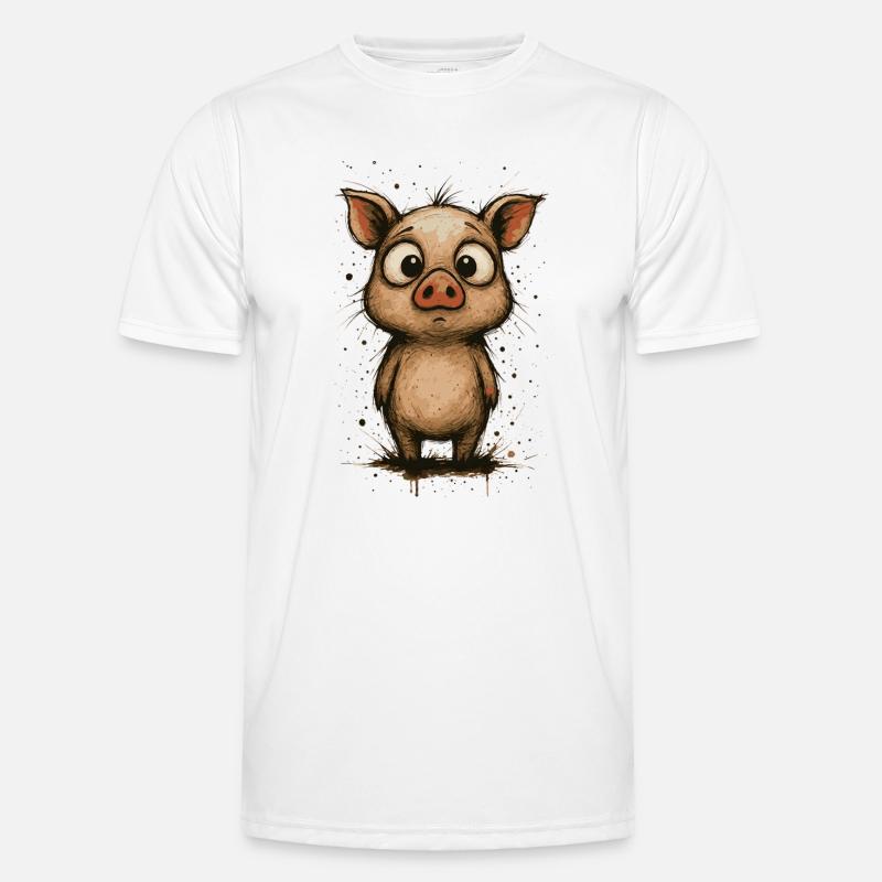 Funny piglet with big eyes – splash - Men's Functional T-Shirt - white