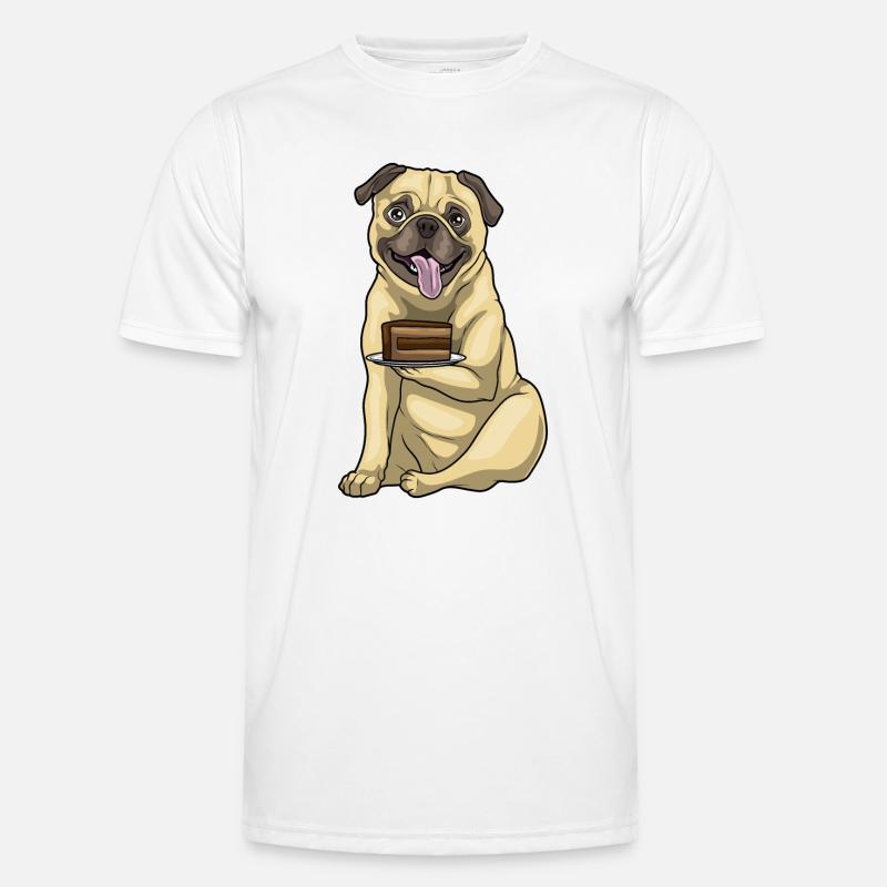 Mops Kuchen - Männer Funktions-T-Shirt - Weiß