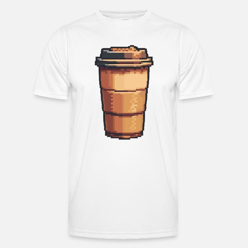 Pixel Kaffeebecher Kunst Männer Funktions-T-Shirt