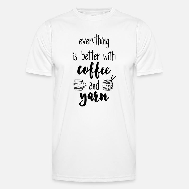 Coffee & Yarn. Everything is better with coffee & wool - Men's Functional T-Shirt - white