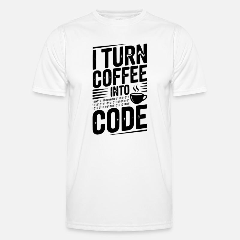 Ich verwandle Kaffee in Code - Männer Funktions-T-Shirt - Weiß