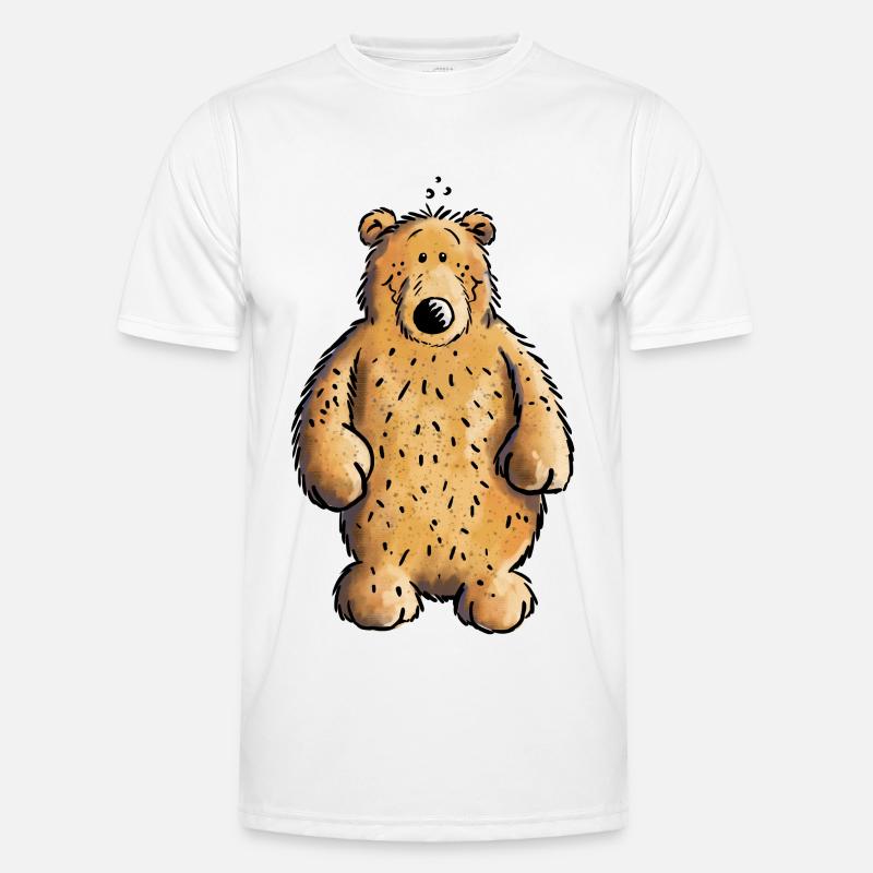 Dicker Braunbär - Bär - Teddy - Comic - Männer Funktions-T-Shirt - Weiß