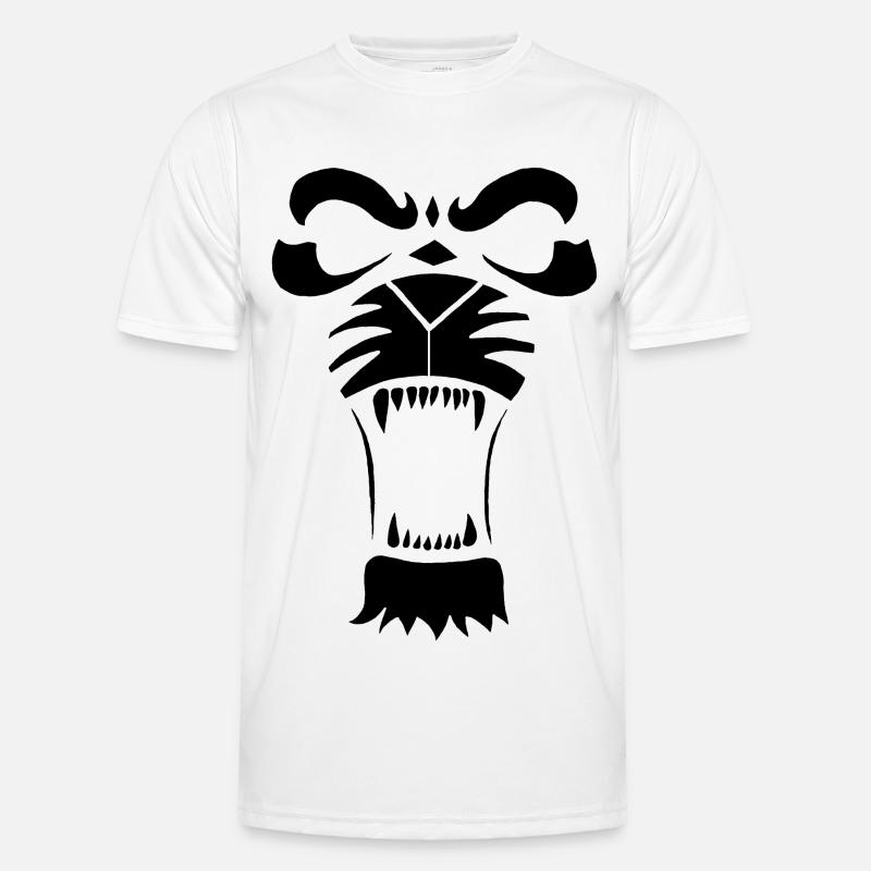 Raublöwe oder Tiger (Schwarz) - Männer Funktions-T-Shirt - Weiß