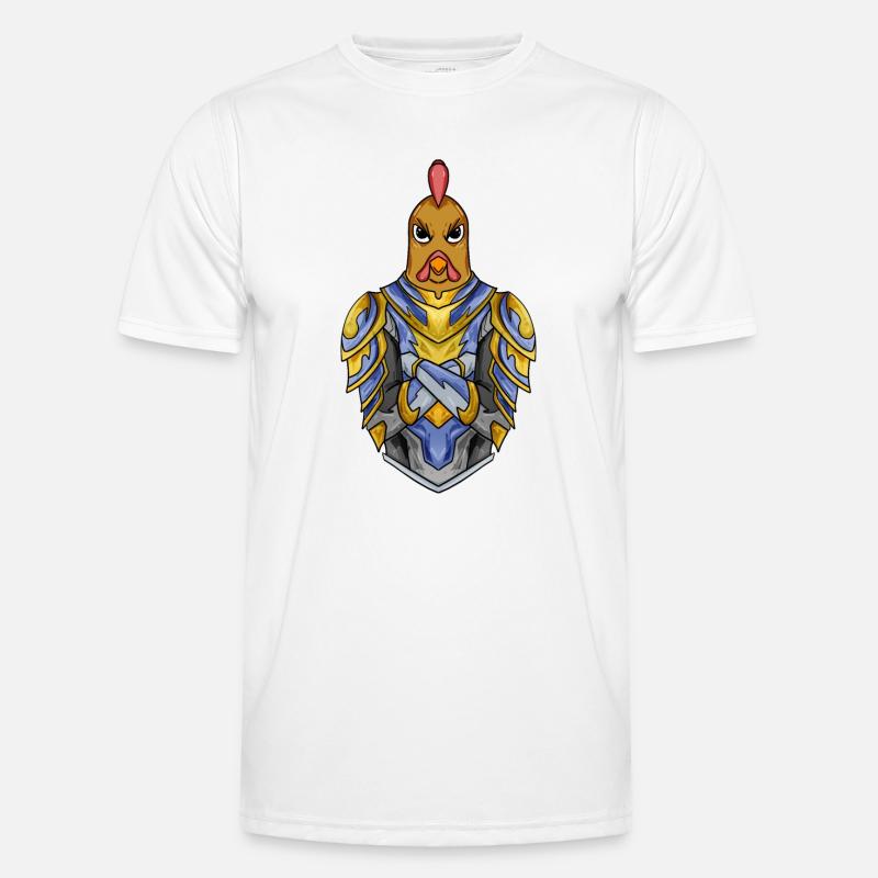 Knight Chicken with Armor Crusader - Men's Functional T-Shirt - white