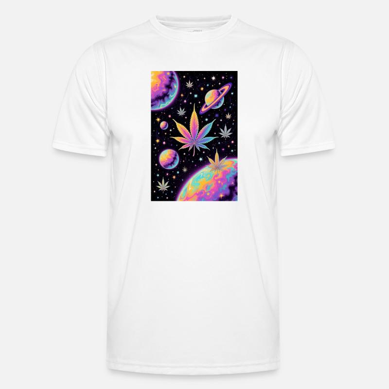 Psychedelic Space Cannabis Pattern - Men's Functional T-Shirt - white