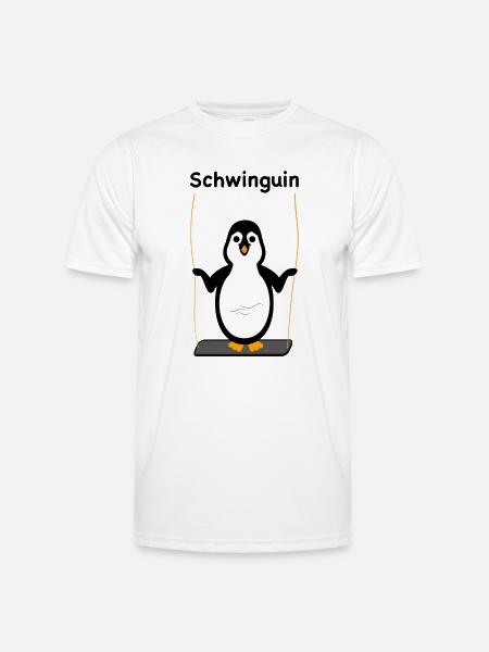 Schwinguin - Pinguin auf Schaukel - Männer Funktions-T-Shirt - Weiß