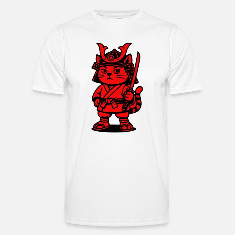 Samurai Katze Männer Funktions-T-Shirt