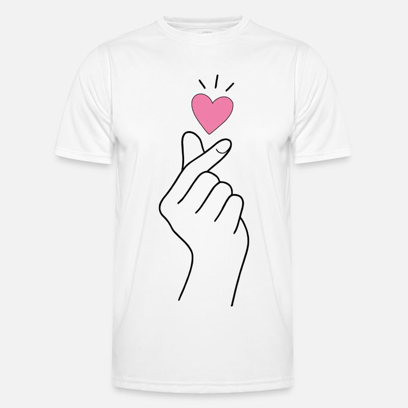 K-Pop Finger Heart - Men's Functional T-Shirt - white
