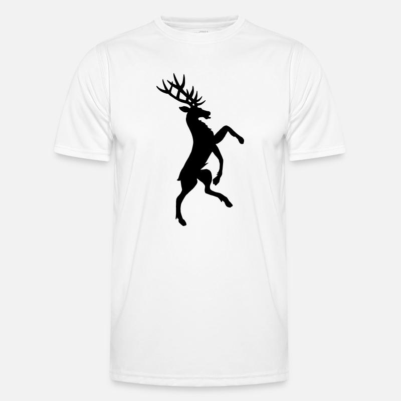 Stehende Hirsch Heraldik Schattenfigur Männer Funktions-T-Shirt