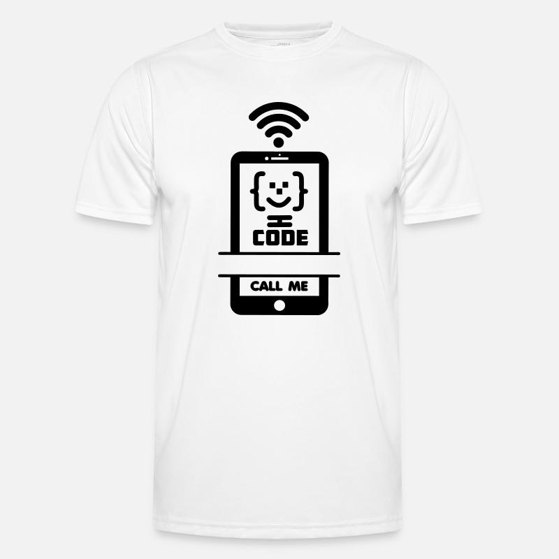 Call me phone coder gezchtje - Men's Functional T-Shirt - white
