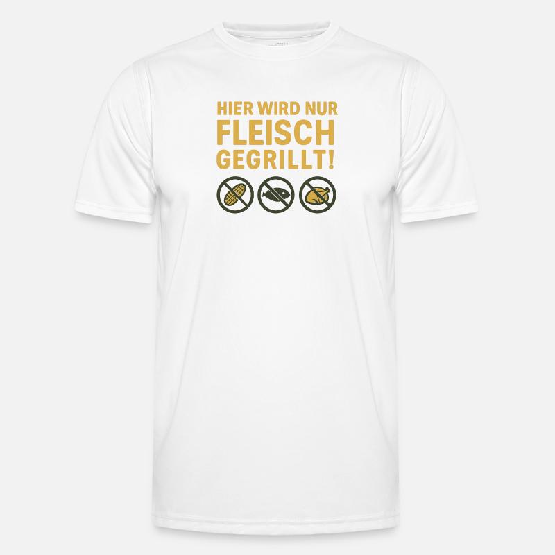 Hier wird nur Fleisch...witziges Motiv Männer Funktions-T-Shirt