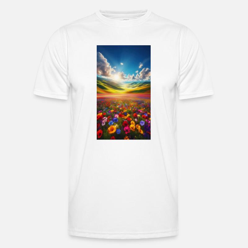 Rainbow meadow in sunlight - Men's Functional T-Shirt - white