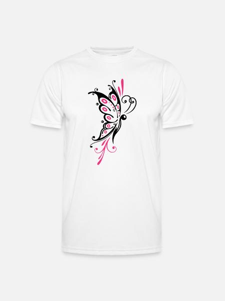 Papillon filigrané, ailes, tatouage tribal - T-shirt sport Homme - blanc