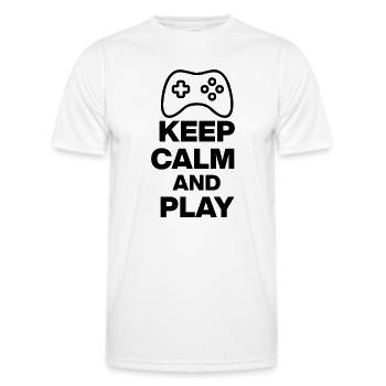 KEEP CALM AND PLAY! NERDLIFE ZOCKEN ONLINE - Männer Funktions-T-Shirt - Weiß - Vorne - AI Model Male 178 dark (178cm)