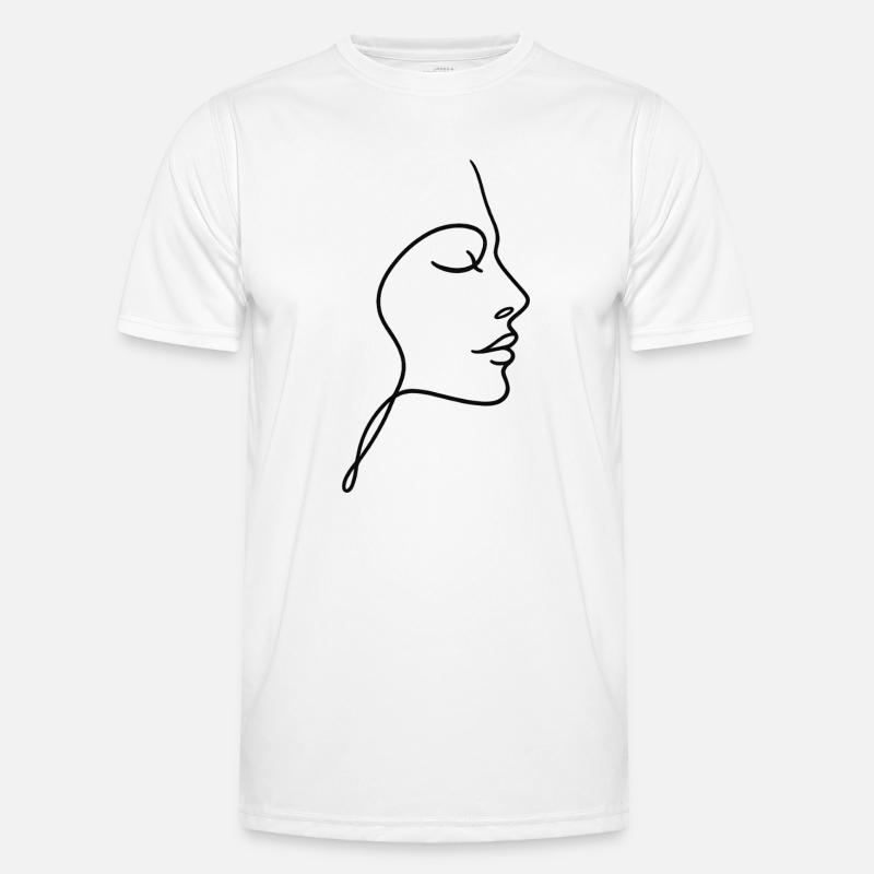 Liniengesicht Silhouette Männer Funktions-T-Shirt