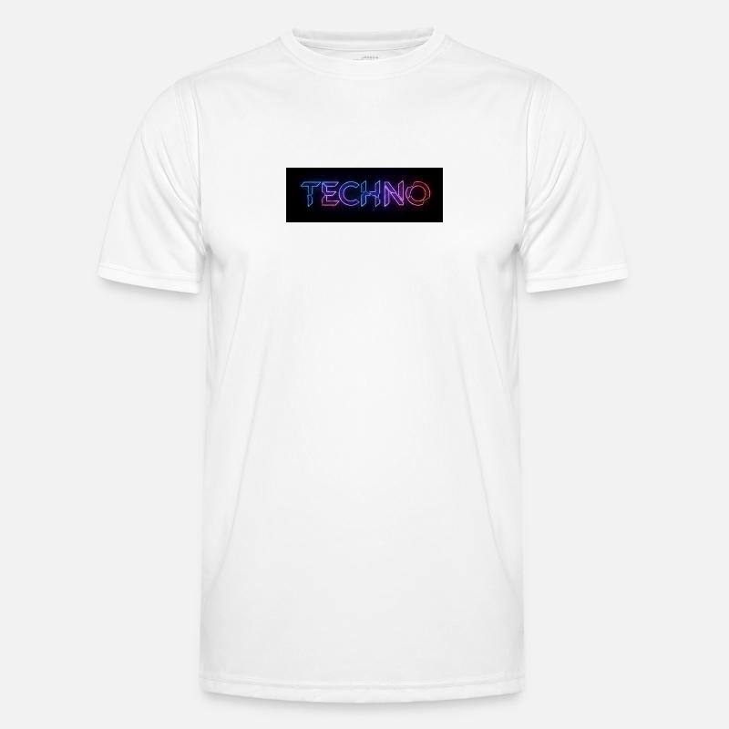 Techno Neon Glitch Text - Männer Funktions-T-Shirt - Weiß