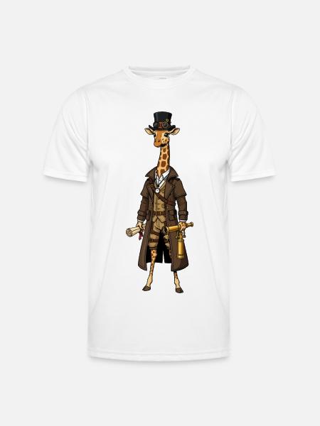 Giraffe Explorer Steampunk Chic Zylinder - Männer Funktions-T-Shirt - Weiß