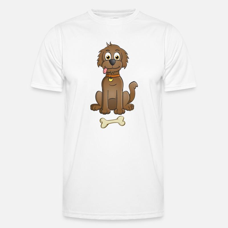 Image joyeuse d’un chien brun avec de l’os T-shirt sport Homme