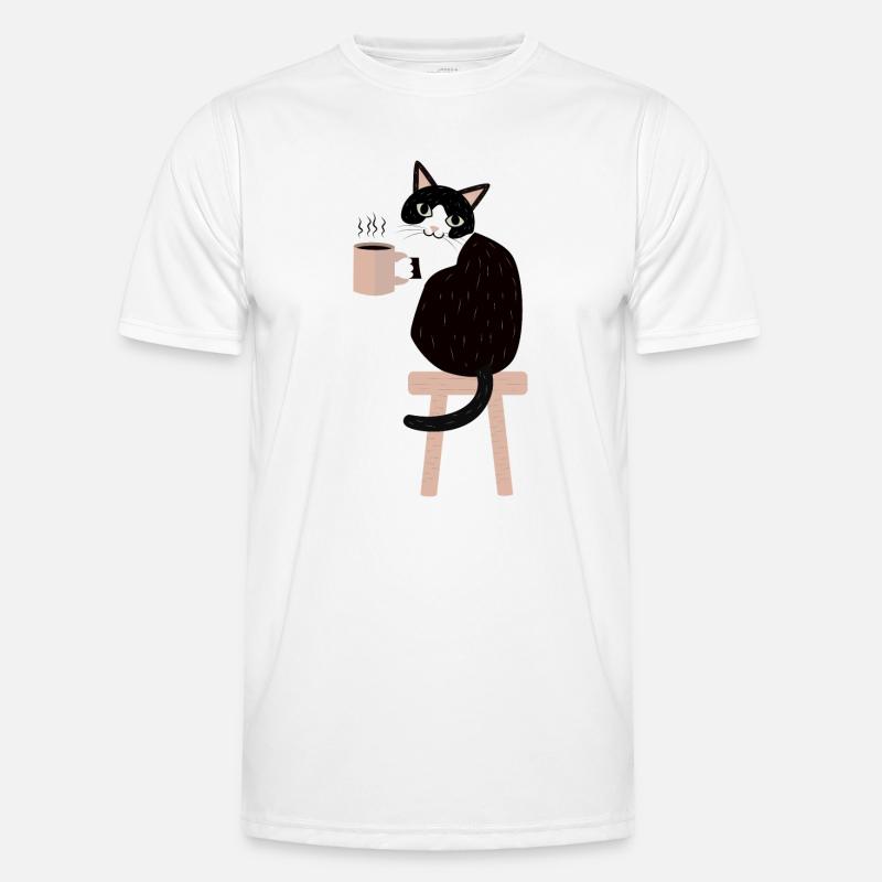 Kaffeepause Katze Männer Funktions-T-Shirt