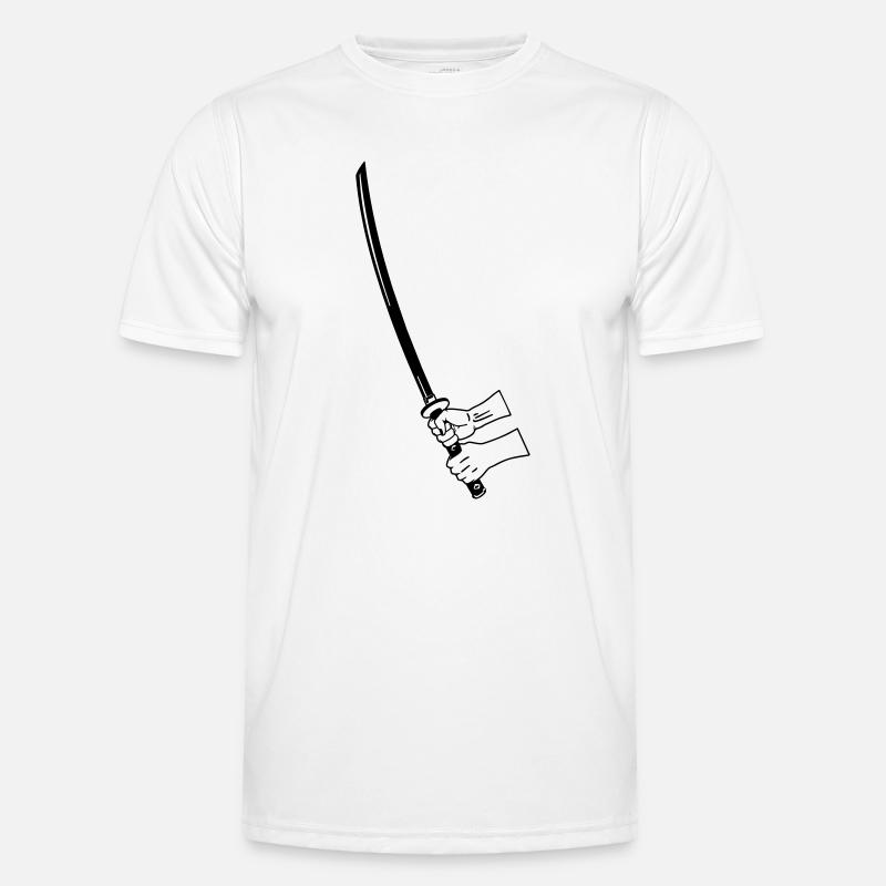 Samurai Busihdo katana with two hands - Men's Functional T-Shirt - white
