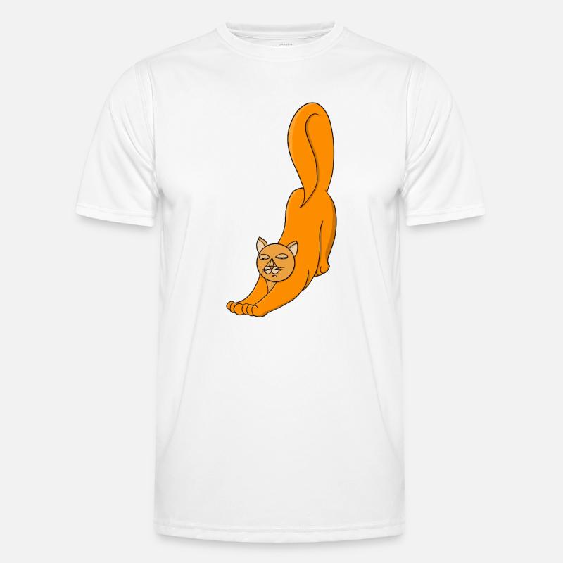 Stretching Orange Cat Men's Functional T-Shirt