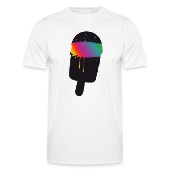 Regenbogen Eis Silhouette Street Art Style  - Männer Funktions-T-Shirt - Weiß - Vorne - AI Model Male 178 dark (178cm)