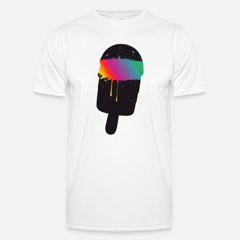 Regenbogen Eis Silhouette Street Art Style  - Men's Functional T-Shirt - white