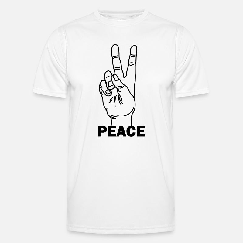 Hand gesture peace with peace text - Men's Functional T-Shirt - white