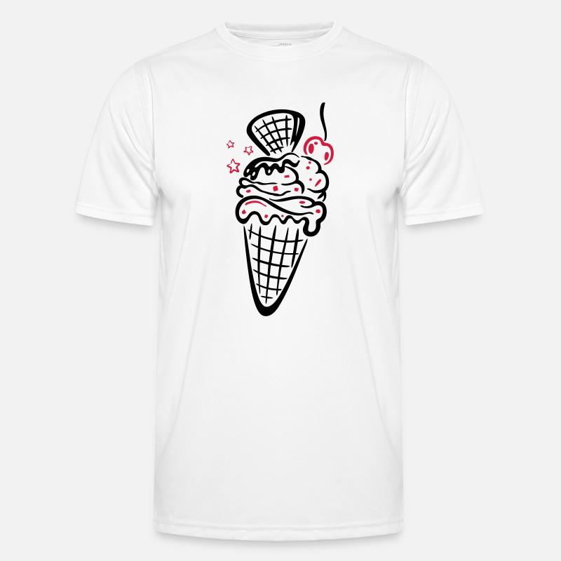 Eis, Eiswaffel mit Kirsche Männer Funktions-T-Shirt