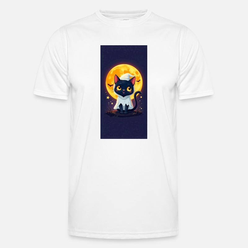 Moonlight Cat in Ghost Cloak - Men's Functional T-Shirt - white