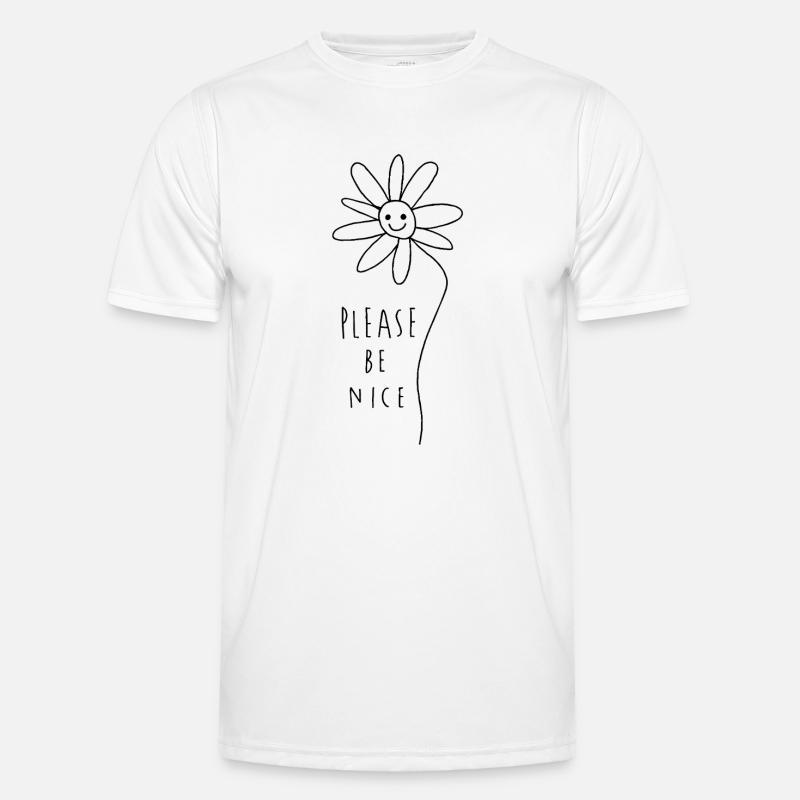 Please be nice – Freundliches Minimal Statement - Männer Funktions-T-Shirt - Weiß