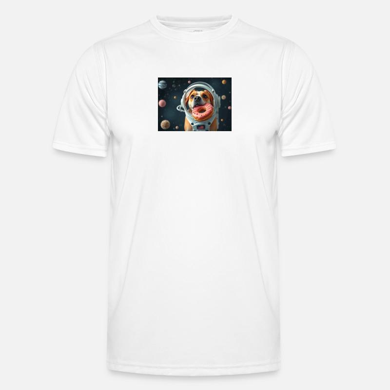 Chien de l’espace avec casque beignet T-shirt sport Homme