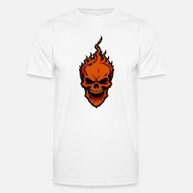 Flames Crâne Crâne Conception de Feu T-shirt sport Homme