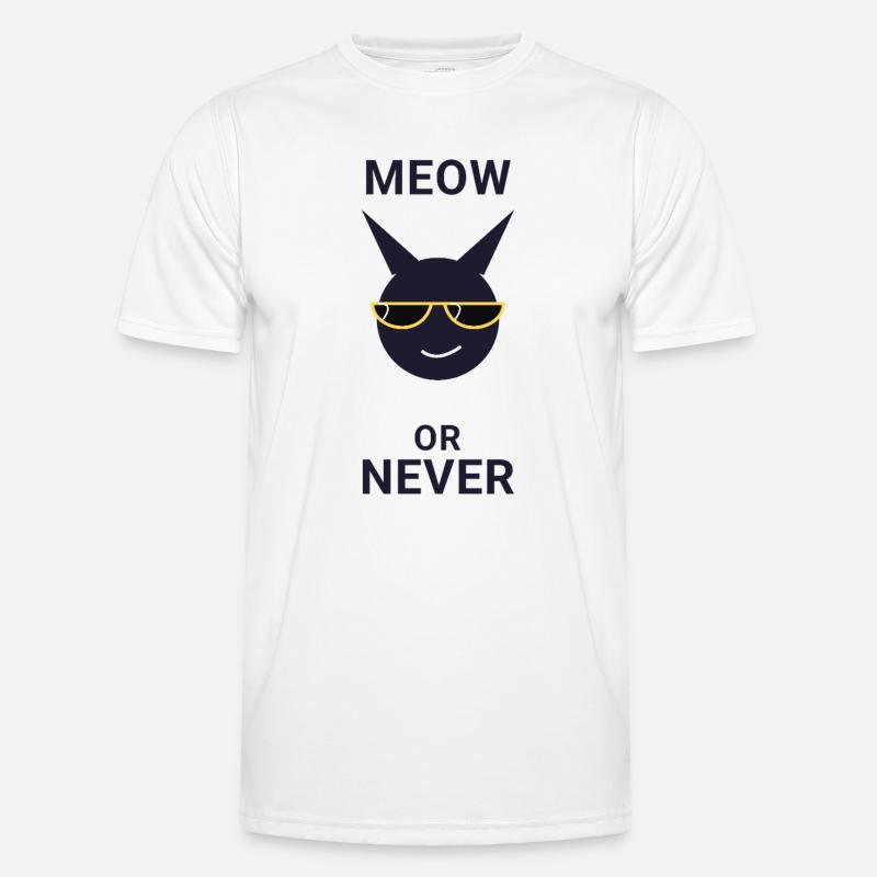 Miau oder nie Sonnenbrillenkatze - Männer Funktions-T-Shirt - Weiß