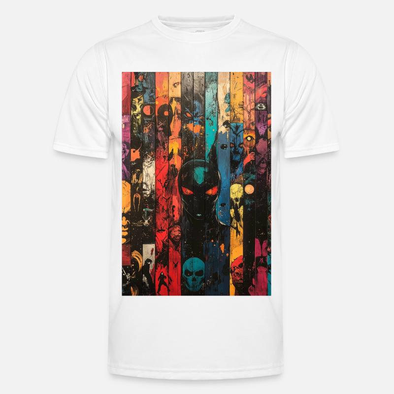 Farbige Schädel-Panel-Kunst Männer Funktions-T-Shirt