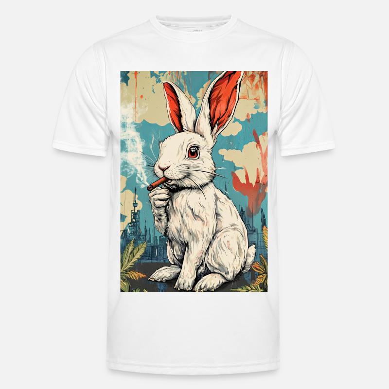GraffitiHase Zigarette - Männer Funktions-T-Shirt - Weiß