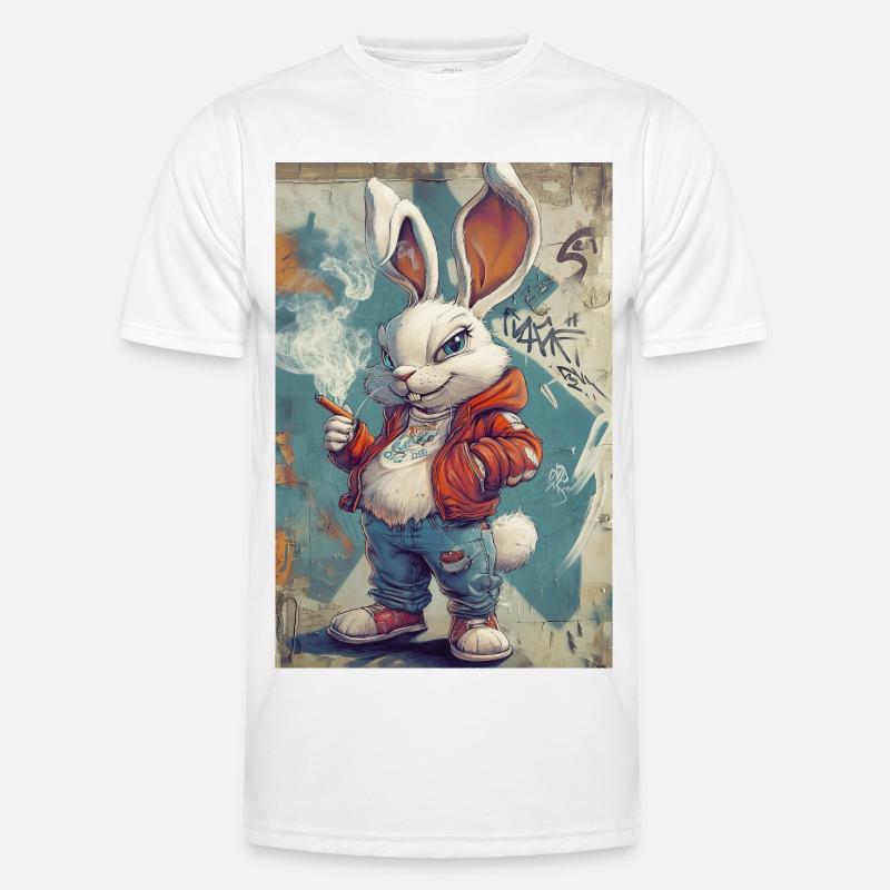 Graffiti Bunny Pullover Hoodie Men's Functional T-Shirt
