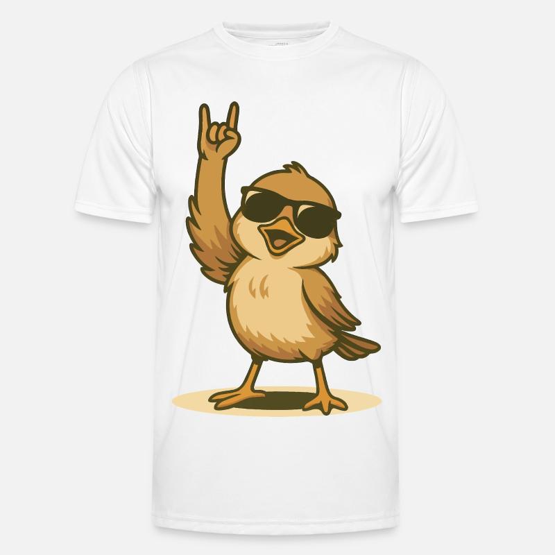 Rockender Spatz mit Sonnenbrille Männer Funktions-T-Shirt