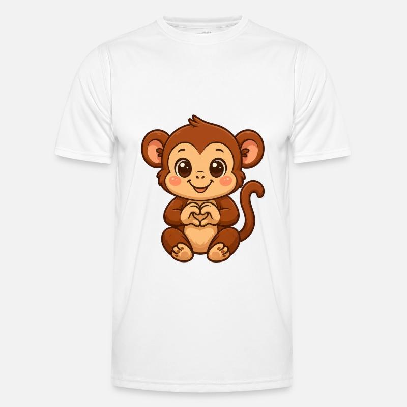Cute monkey with heart hands Men's Functional T-Shirt