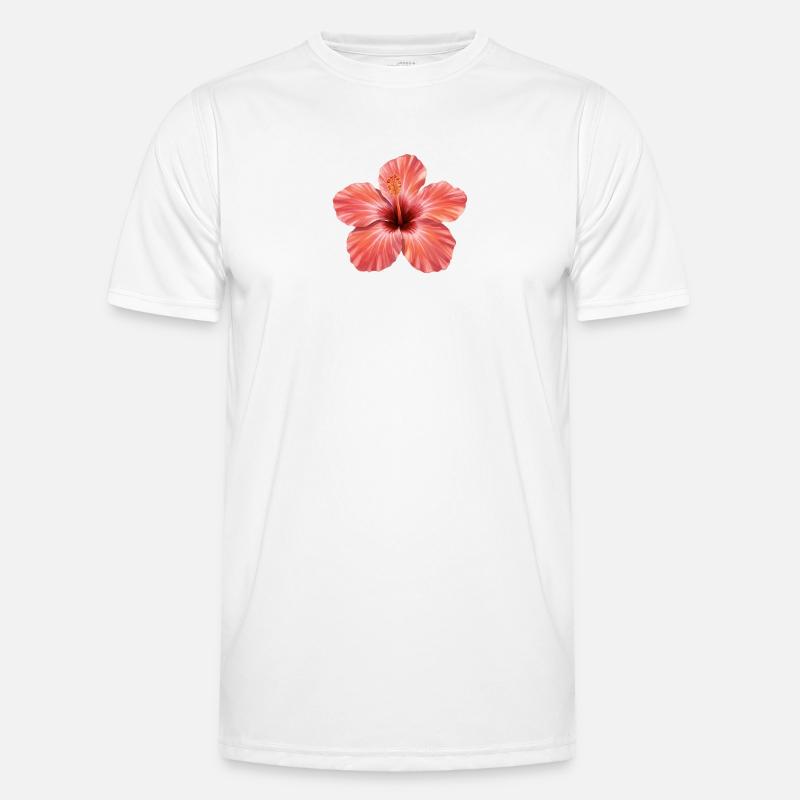 Rosa Hibiskus-Blütenspritzer Männer Funktions-T-Shirt