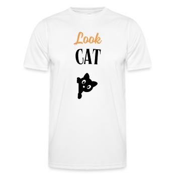 Look Cat - Men's Functional T-Shirt - white - Front - AI Model Male 178 dark (178cm)
