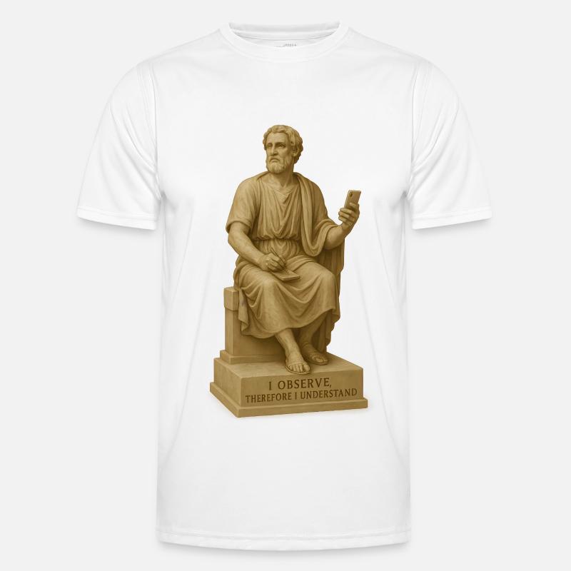 Ancient Philosopher Statue with Smartphone - Men's Functional T-Shirt - white