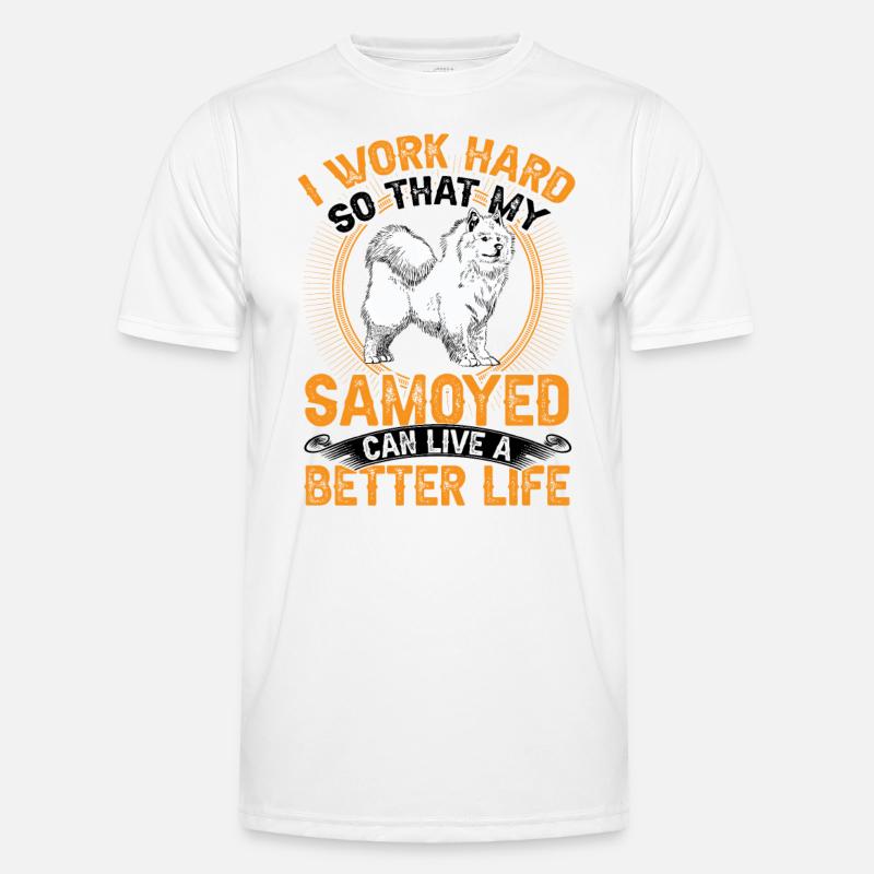 Samoyed work hard Samoyedenspitz - Men's Functional T-Shirt - white