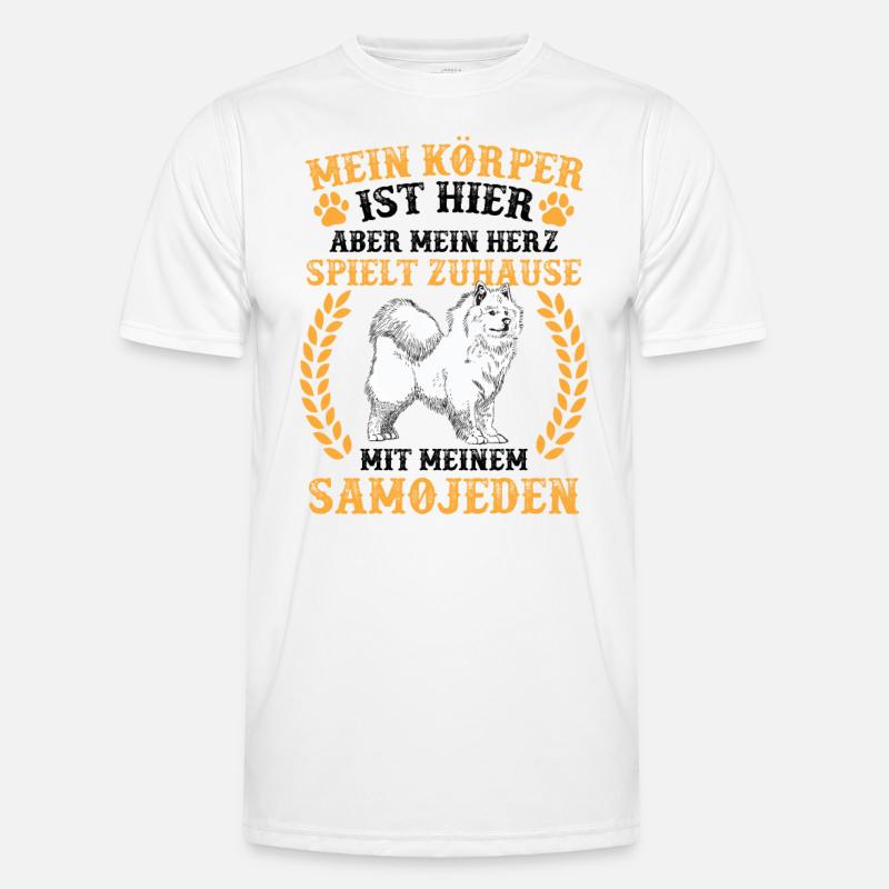 Samojede spielt zuhause Samojedenspitz - Männer Funktions-T-Shirt - Weiß