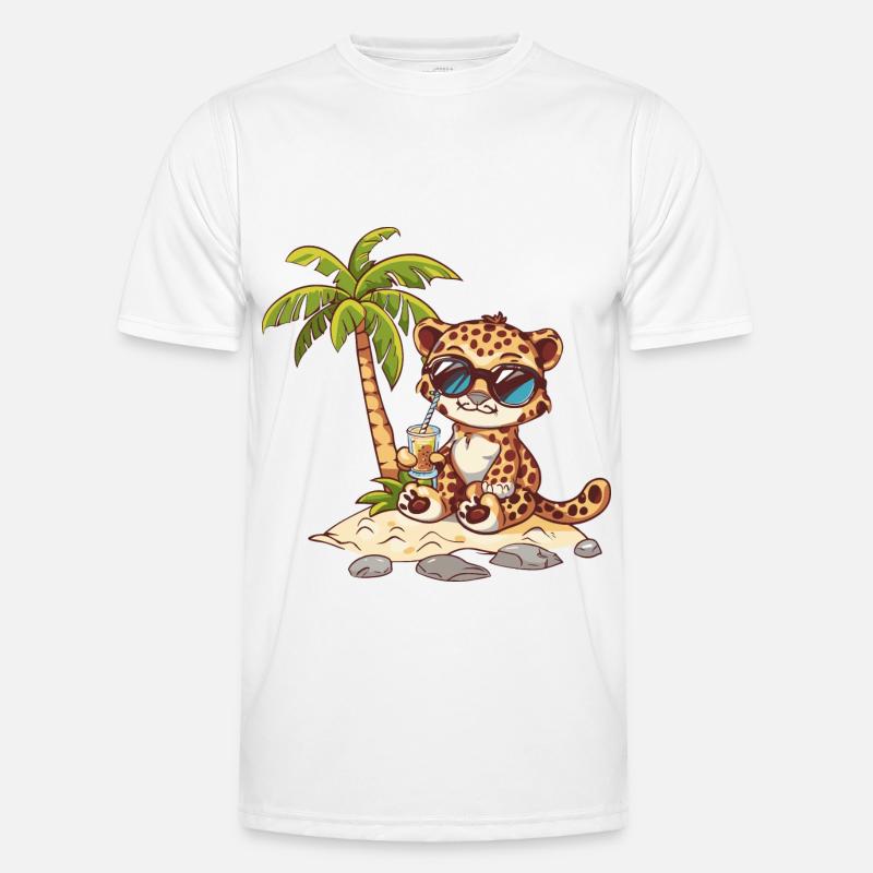 Leopard Summer Beach Comic - Men's Functional T-Shirt - white