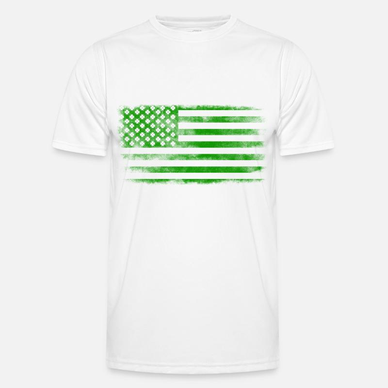 Irish American Saint Patrick's Day Flag Washed - Men's Functional T-Shirt - white