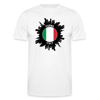 Parma Skyline Italien Flagge Reise Souvenir - Männer Funktions-T-Shirt - Weiß - Vorne - AI Model Male 178 dark (178cm)