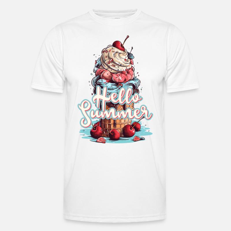 Hello Summer Eis Eiscreme Eisdiele - Männer Funktions-T-Shirt - Weiß